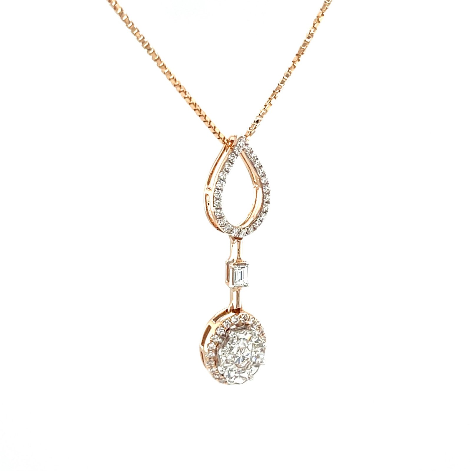 Elegant Rose Gold Teardrop Diamond Pendant